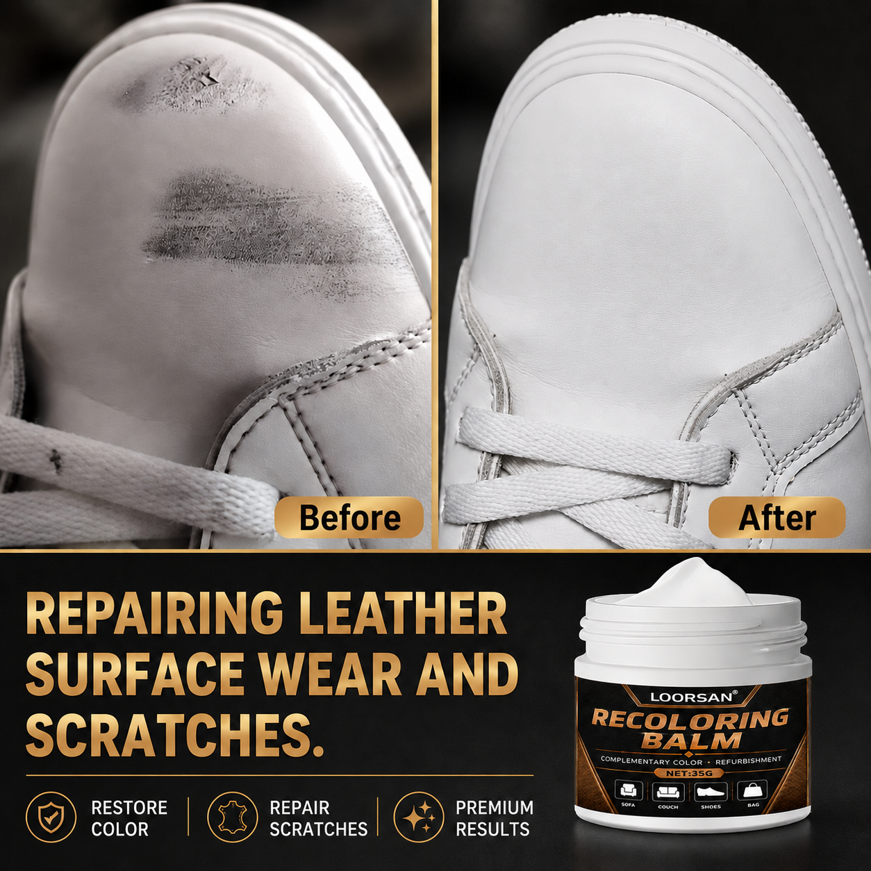 LOORSAN White Leather Sneaker  - مراجعة Sneaker Care Cleaning Kit وسعره